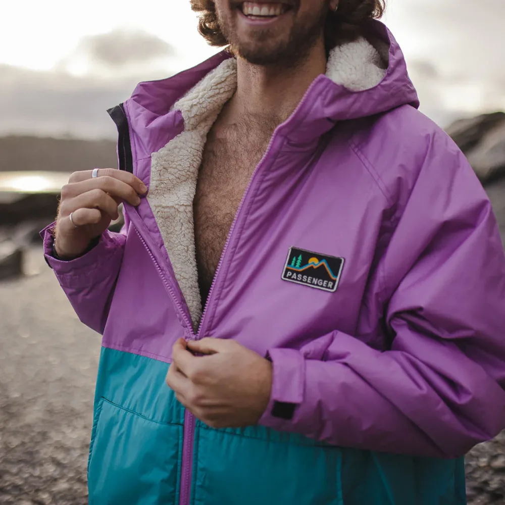 Floris van Bommel Changing Robes & Ponchos|Changing Robes & Surf Ponchos>Roaming Recycled Sherpa Lined Changing Robe Viridian Green/Orchid