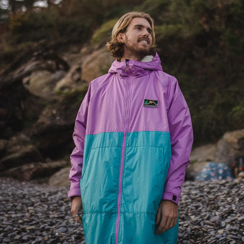 Passenger Changing Robes & Ponchos|Changing Robes & Surf Ponchos>Roaming Recycled Sherpa Lined Changing Robe Viridian Green/Orchid
