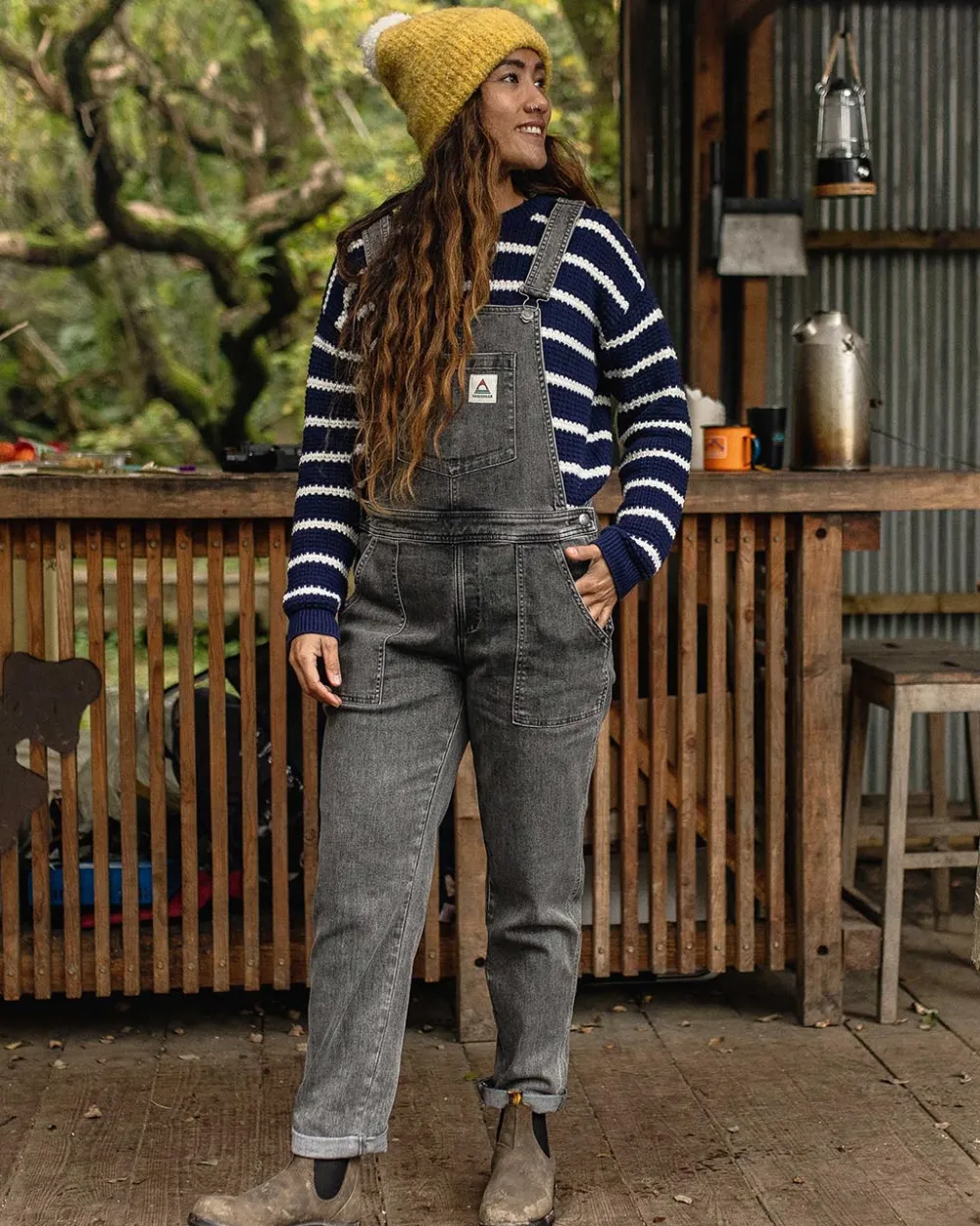 Passenger Dungarees & Pants|Women's Outlet>Roamist Organic Cotton Dungarees Washed Black Denim