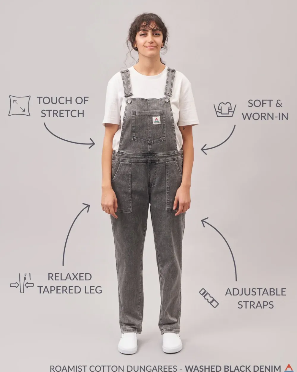 Passenger Dungarees & Pants|Women's Outlet>Roamist Organic Cotton Dungarees Washed Black Denim