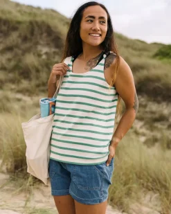 Passenger Tank Tops|Women's Outlet>Sage Stripe Vest Deep Sea