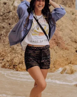 Passenger Shorts|Women's Outlet>Santosa Organic Cotton Jacquard Short Black Geo Pattern