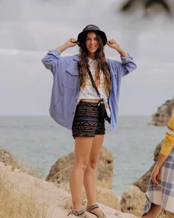 Passenger Shorts|Women's Outlet>Santosa Organic Cotton Jacquard Short Black Geo Pattern