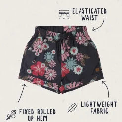 Passenger Shorts|Women's Outlet>Santosa Shorts Black Flower Burst