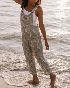 Passenger Dungarees & Pants|Women's Outlet>Serenity Organic Cotton Dungarees Pistachio Floral