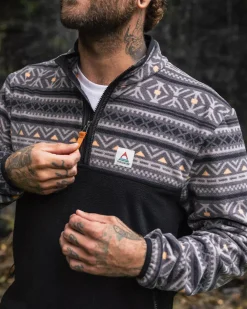 Floris van Bommel Fleece|Fleece>Set Off Recycled Polar 1/4 Zip Fleece Nordic Geo Charcoal