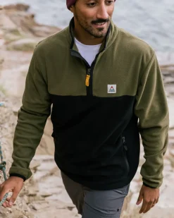 Floris van Bommel Fleece|Fleece>Set Off Recycled Polar 1/4 Zip Fleece Khaki