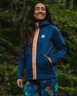 Passenger Hoodies & Sweatshirts|Fleece>Slope Hooded Recycled Fleece Dark Denim