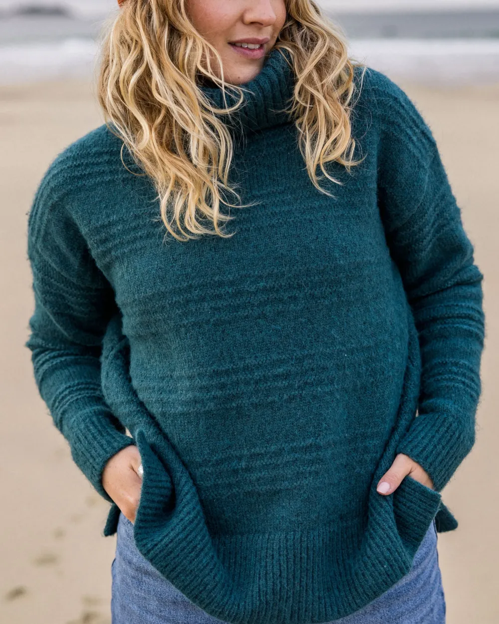 Passenger Knitwear|Women's Outlet>Snug Recycled Polo Neck Knitted Jumper Mediterranean