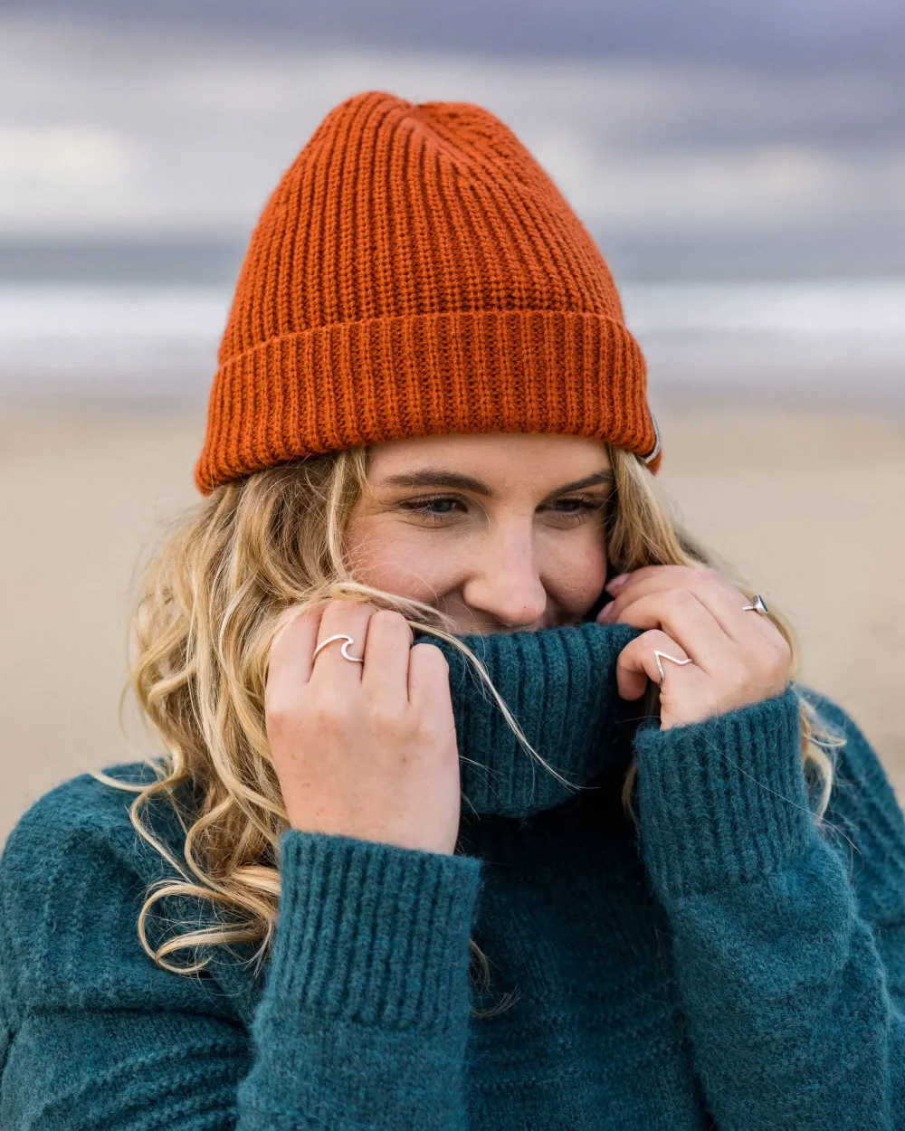 Passenger Knitwear|Women's Outlet>Snug Recycled Polo Neck Knitted Jumper Mediterranean