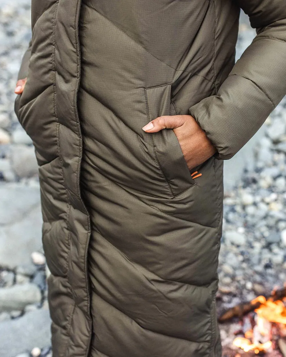 Passenger Women's Outlet|Women's>Tasman Long Recycled Insulated Jacket Dusty Olive