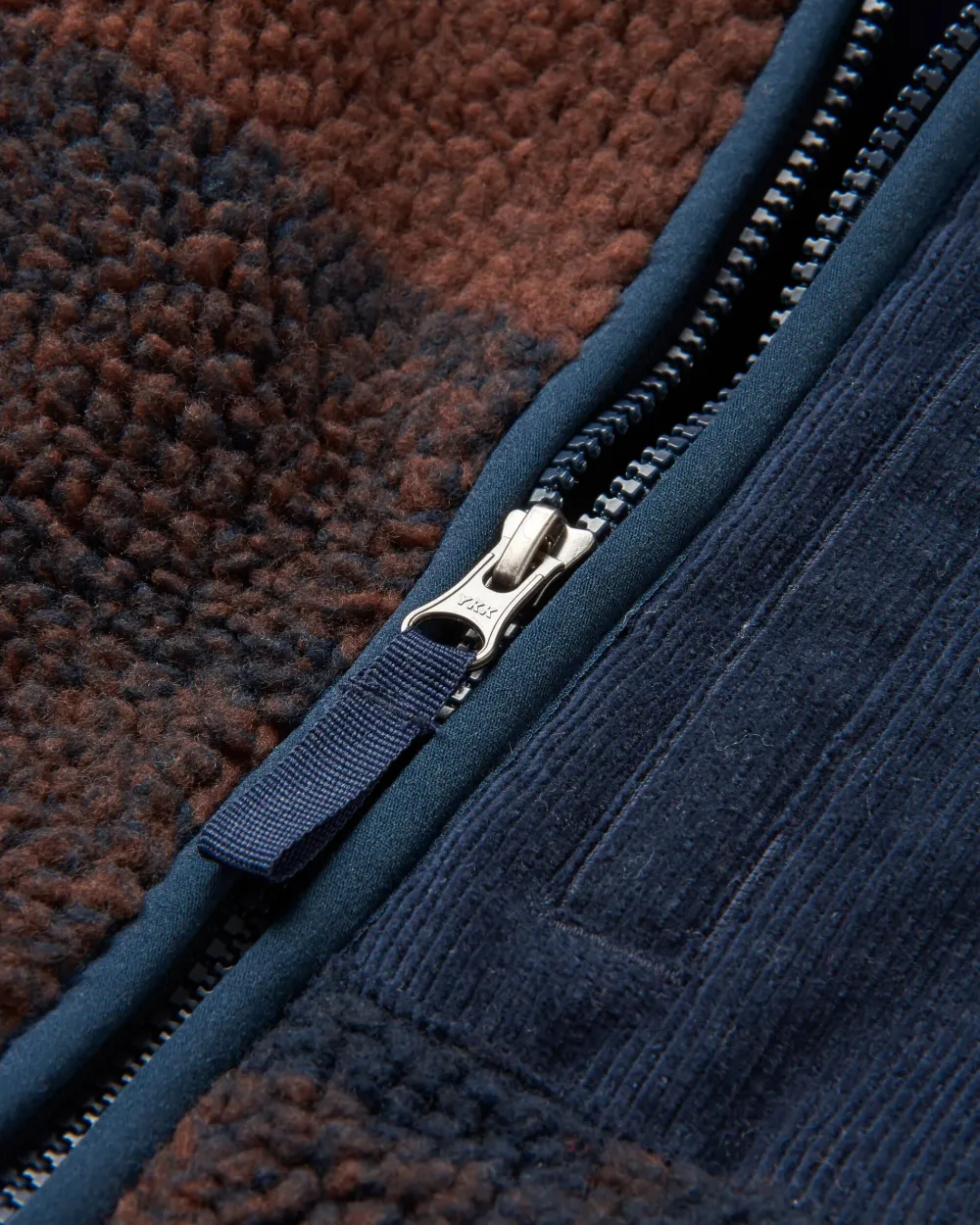 Floris van Bommel Fleece|Fleece>Trekker Recycled Deep-Pile Sherpa Fleece Chestnut/Deep Navy Check