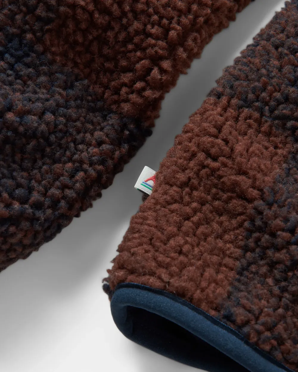 Floris van Bommel Fleece|Fleece>Trekker Recycled Deep-Pile Sherpa Fleece Chestnut/Deep Navy Check