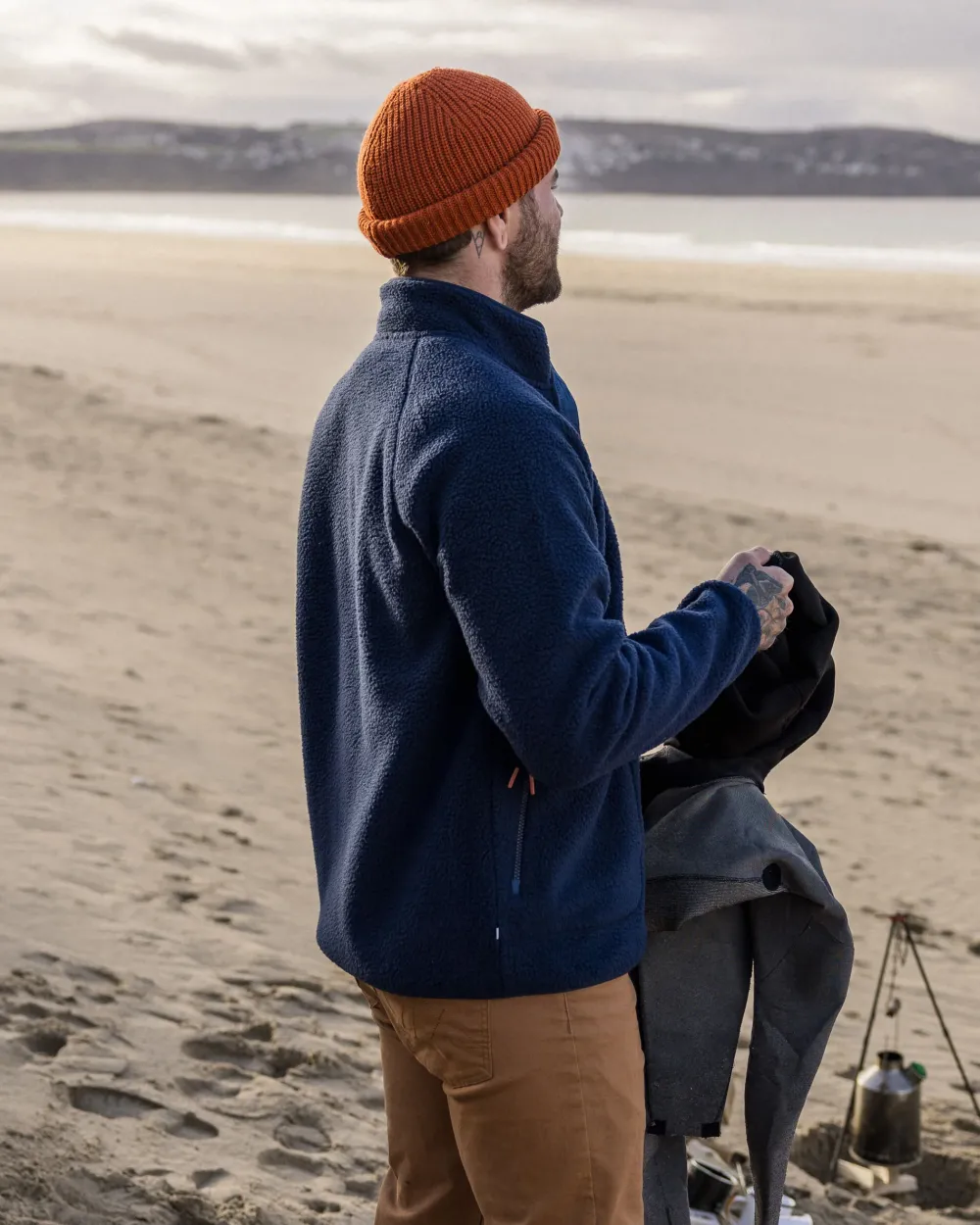 Floris van Bommel Fleece|Fleece>Tripper 2.0 Full Zip Recycled Sherpa Fleece Rich Navy