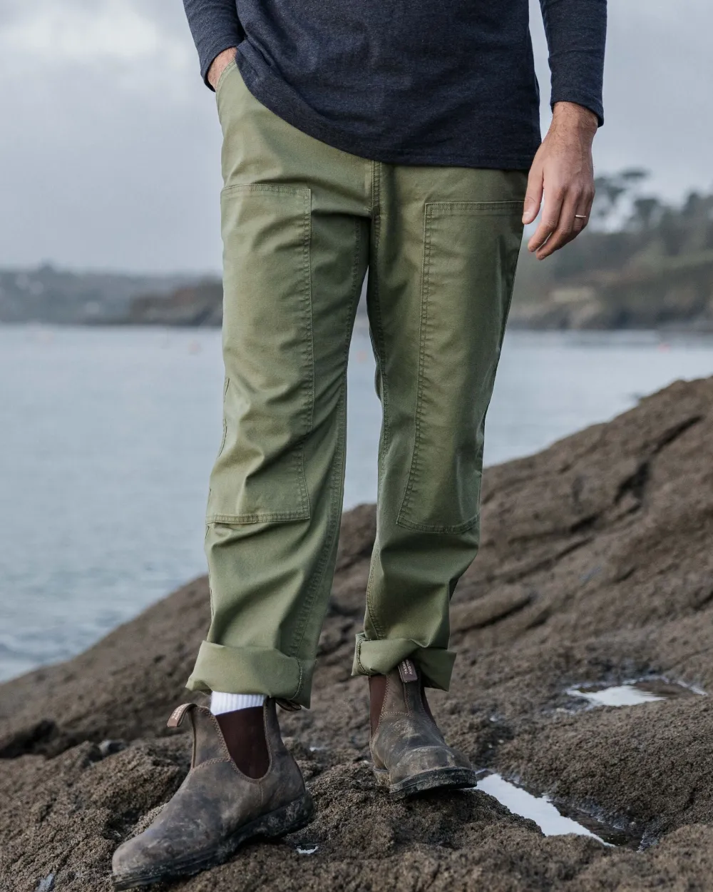Floris van Bommel Pants|Men's Outlet>Vantage Organic Cotton Canvas Trouser Khaki
