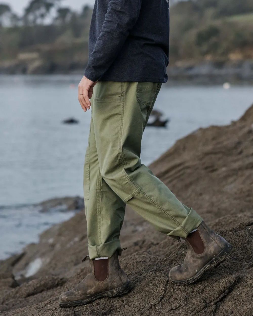 Floris van Bommel Pants|Men's Outlet>Vantage Organic Cotton Canvas Trouser Khaki