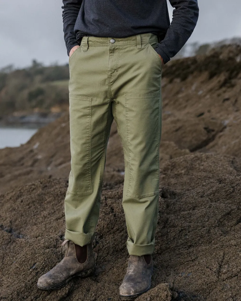 Floris van Bommel Pants|Men's Outlet>Vantage Organic Cotton Canvas Trouser Khaki