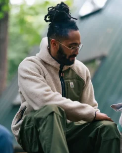 Floris van Bommel Fleece|Fleece>Ventura 1/2 Zip Recycled Sherpa Fleece Oatmeal/Khaki