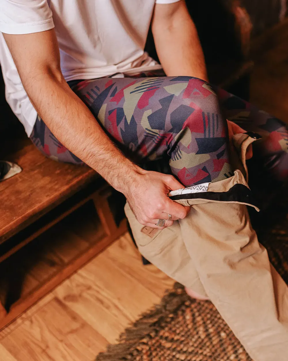 Floris van Bommel Pants|Activewear>Venture Recycled Base Layer Legging Charcoal Camo Pattern