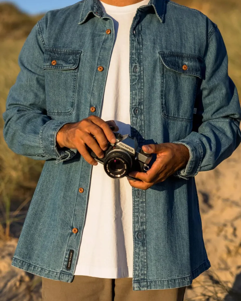 Passenger Shirts|Men's Outlet>Vision Denim Shirt Denim Blue