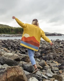 Passenger Knitwear|Best Sellers>Vista Recycled Knitted Cardigan Amber Gold