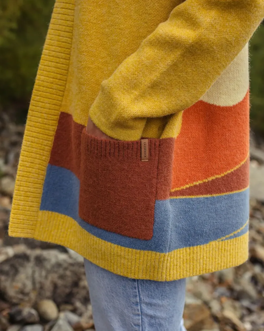 Passenger Knitwear|Best Sellers>Vista Recycled Knitted Cardigan Amber Gold