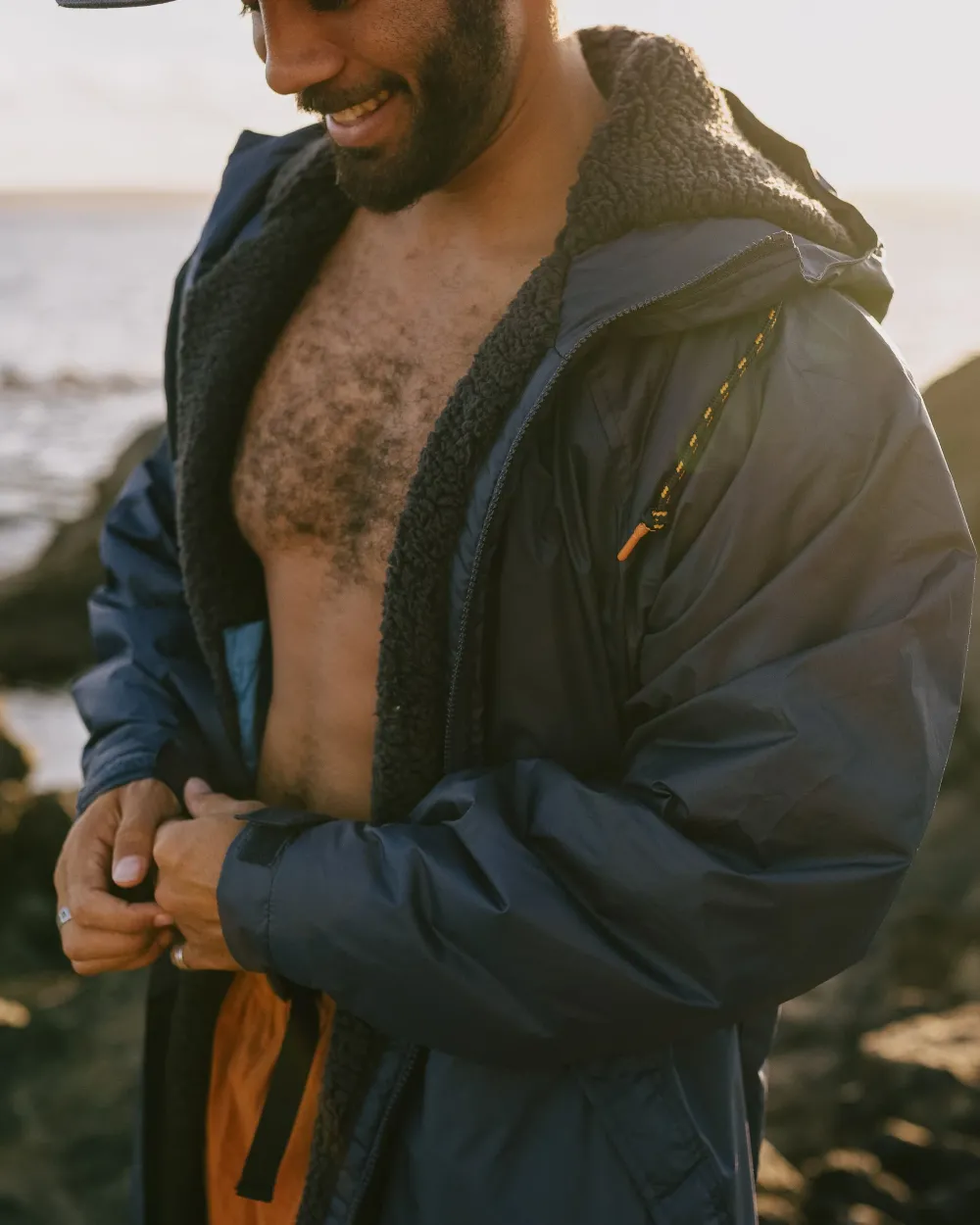 Passenger Changing Robes & Ponchos|Changing Robes & Surf Ponchos>Waves Recycled Sherpa Lined Changing Robe Rich Navy