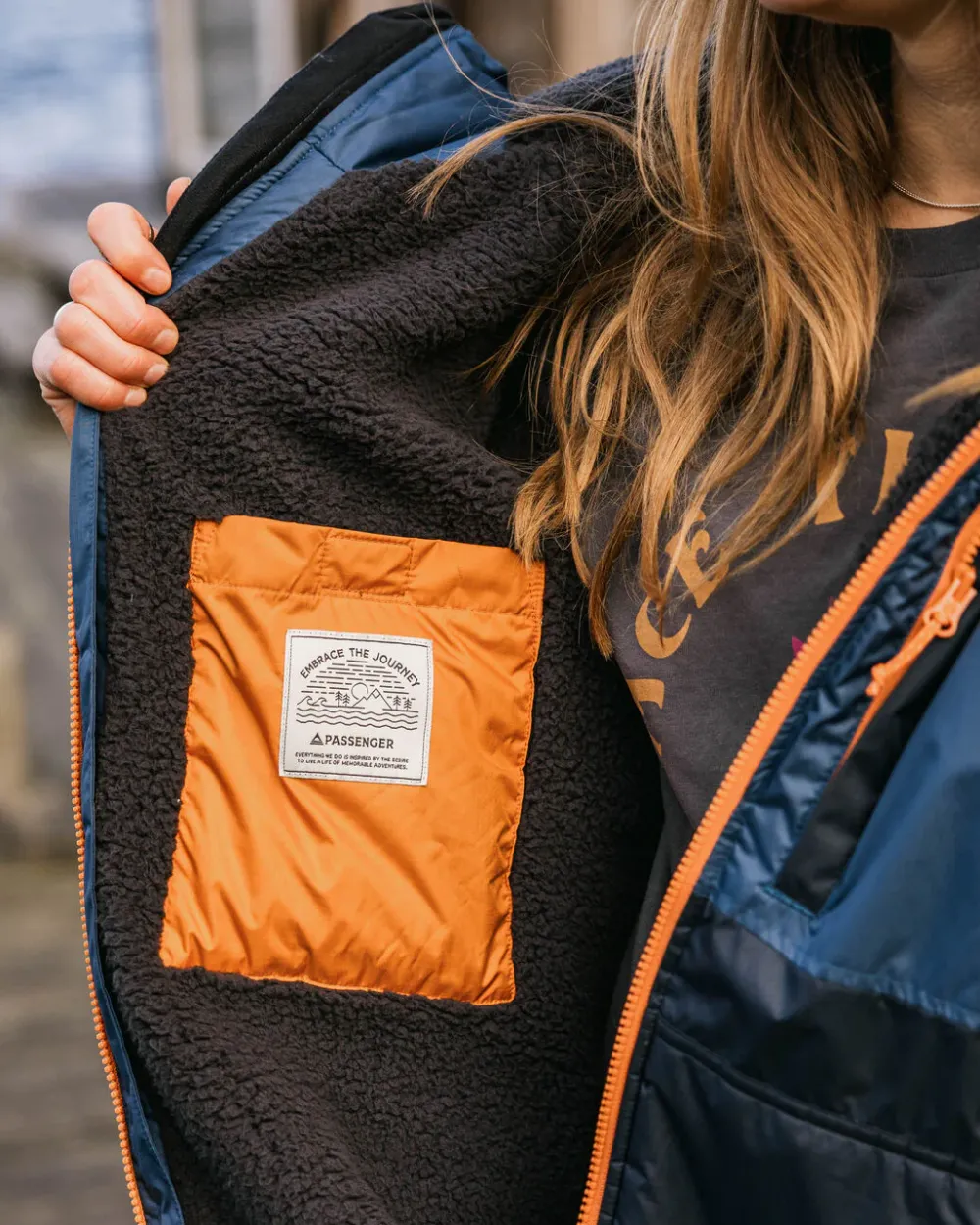 Floris van Bommel Changing Robes & Ponchos|Changing Robes & Surf Ponchos>Waves Recycled Sherpa Lined Changing Robe Dark Denim/ Deep Navy