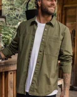 Passenger Shirts|Men's Outlet>Way Organic Cotton Ripstop Shirt Khaki