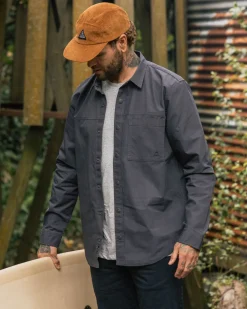 Passenger Shirts|Men's Outlet>Way Organic Cotton Ripstop Shirt Charcoal