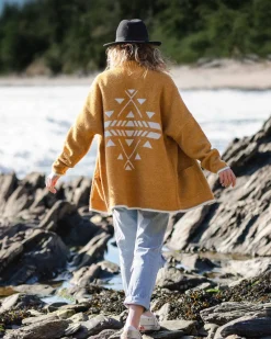 Passenger Knitwear>West Coast Recycled Knitted Cardigan Sunset Yellow Marl