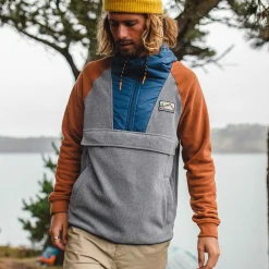 Floris van Bommel Men's Outlet|Men's>Woodland 1/2 Zip Recycled Polar Fleece Grey Marl