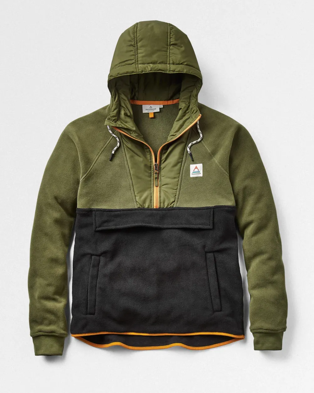 Floris van Bommel Fleece|Fleece>Woodland Hooded 1/2 Zip Polar Fleece True Black/ Khaki