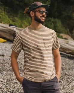 Floris van Bommel T-Shirts & Tank Tops|Men's Outlet>Zen Recycled Relaxed Fit T-Shirt Toffee Stripe